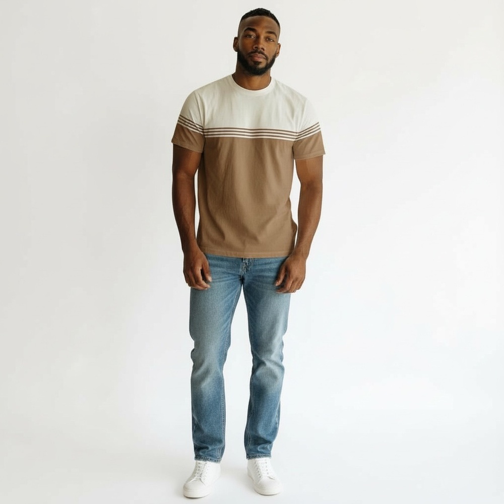 Cactus Man Men's S Tan and White Casual Shirt